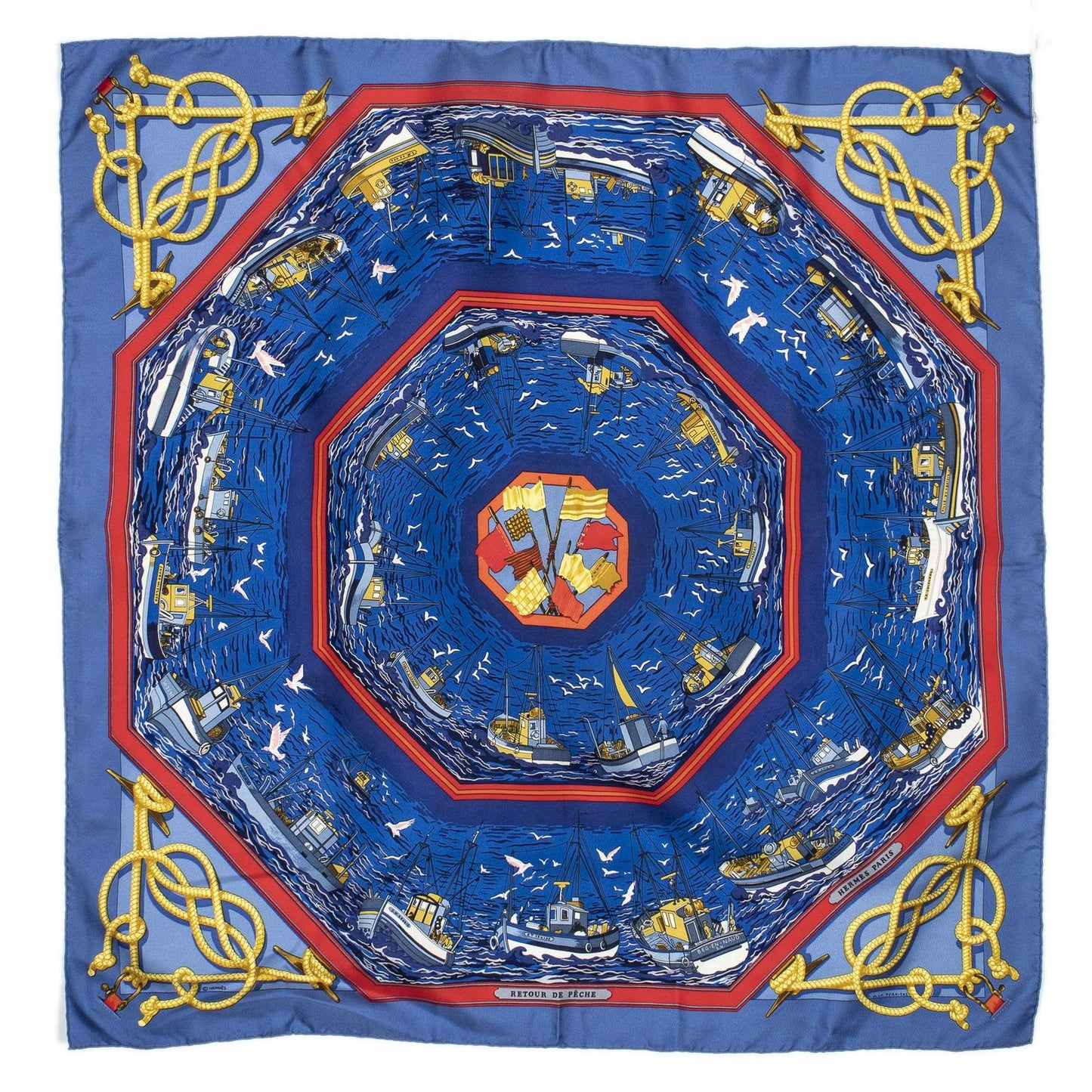 Hermes Scarf Blue Red Silk — view 2