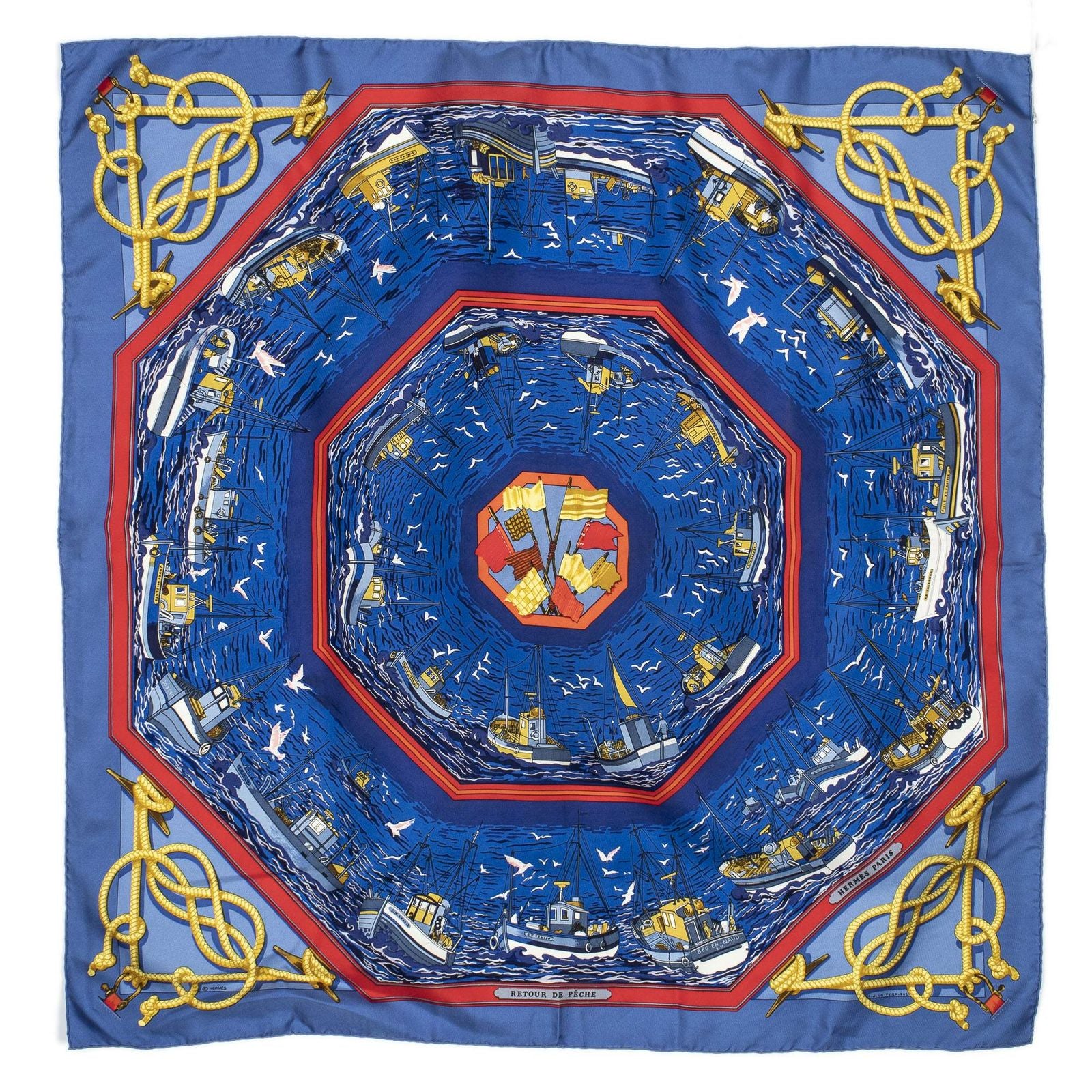 Hermes Scarf Blue Red Silk — view 2