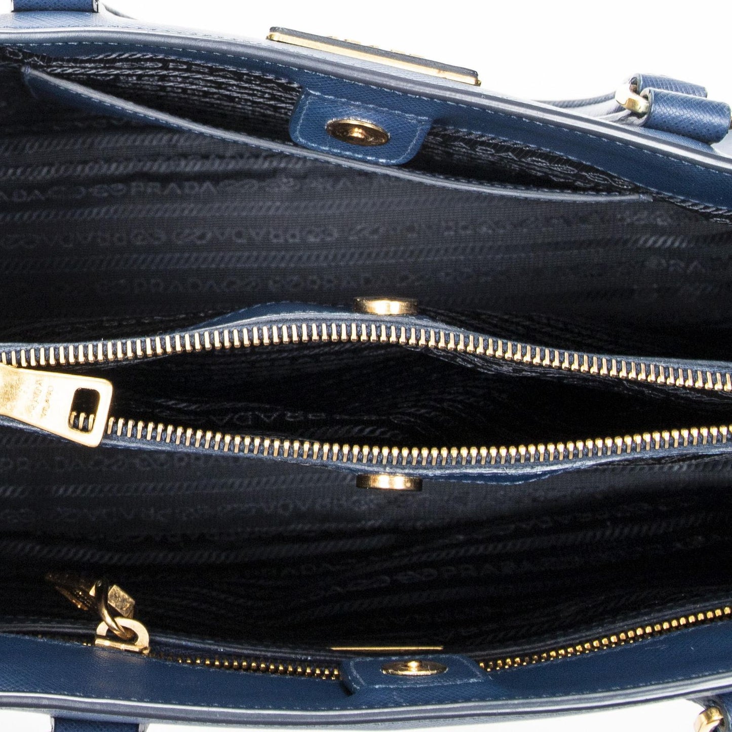 Prada Open Tote Navy Saffiano Leather — view 9