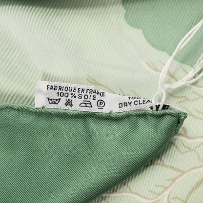 Hermes Scarf Green Beige Gray Silk — view 5