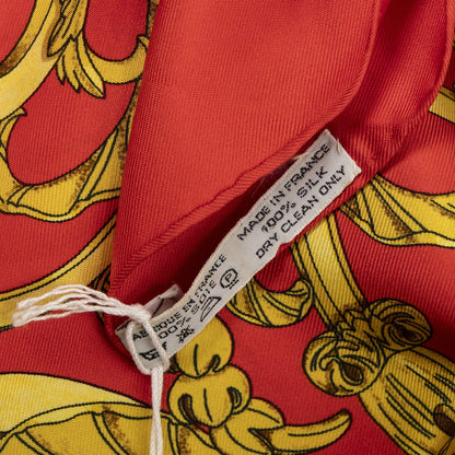 Hermes Scarf Red Gold Silk — view 5