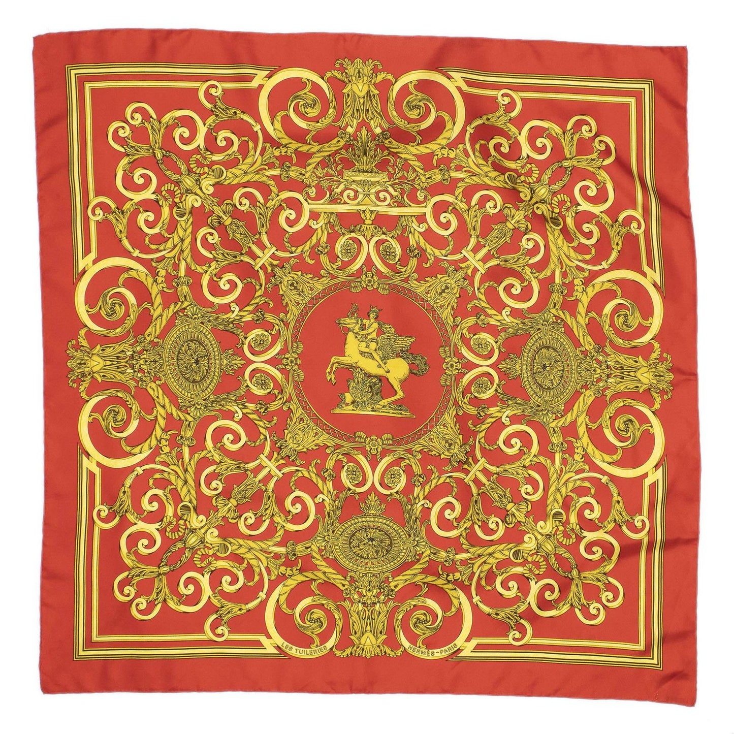 Hermes Scarf Red Gold Silk — view 2