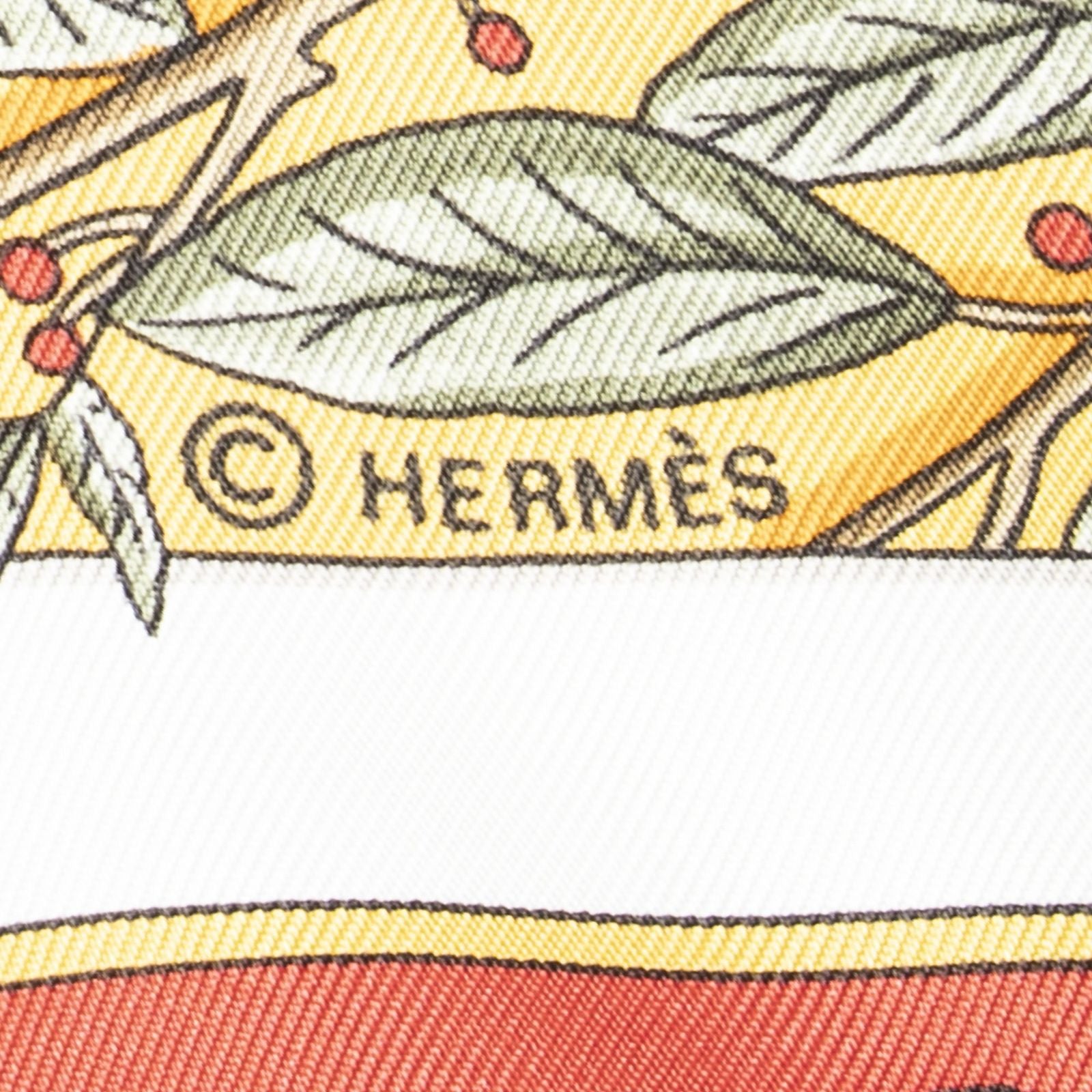 Hermes Scarf Red Green Yellow Silk — view 4
