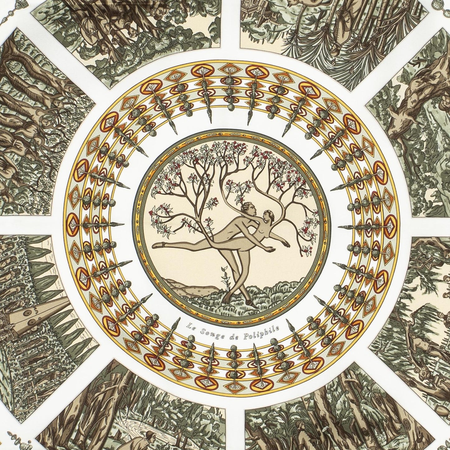 Hermes Scarf Red Green Yellow Silk — view 3