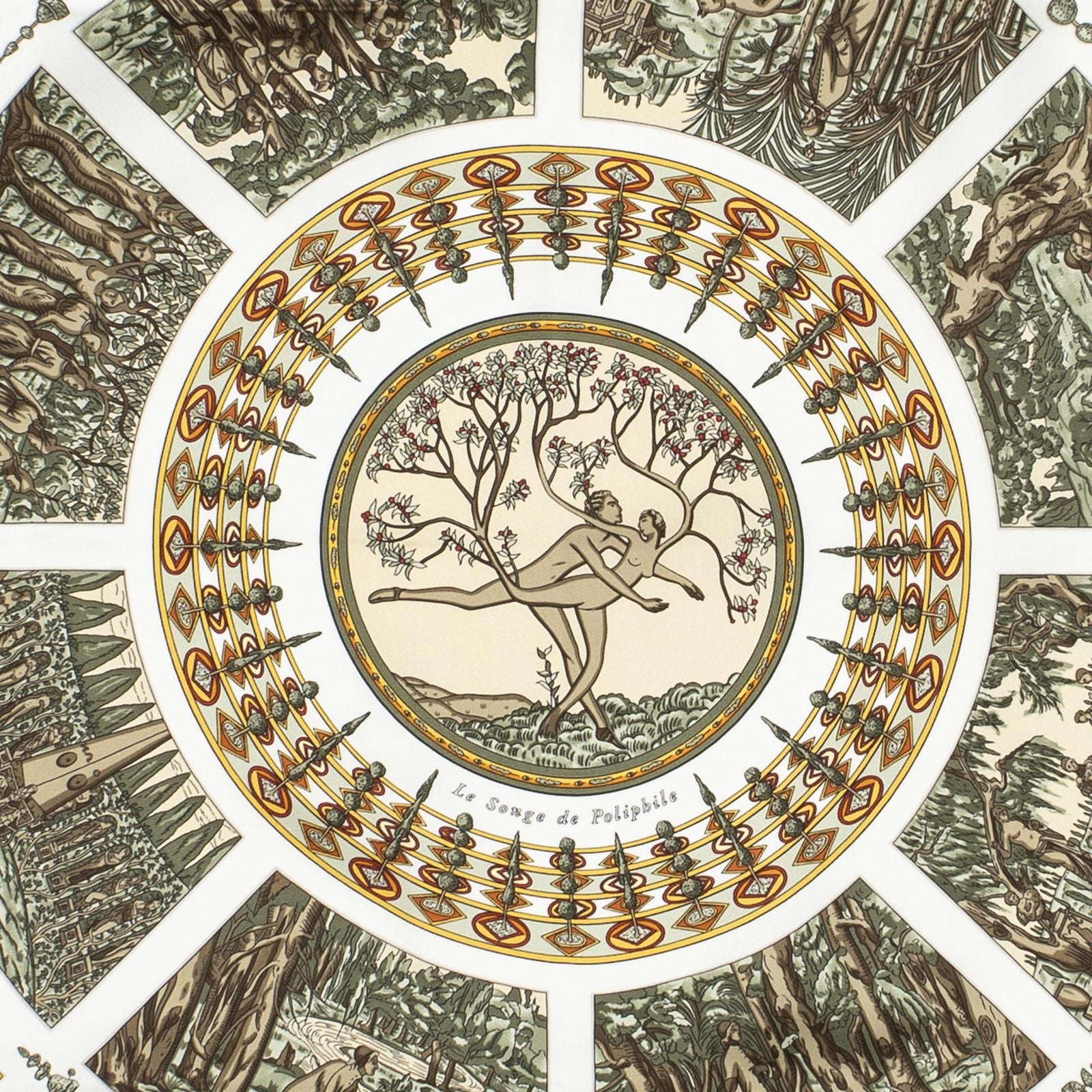 Hermes Scarf Red Green Yellow Silk — view 3