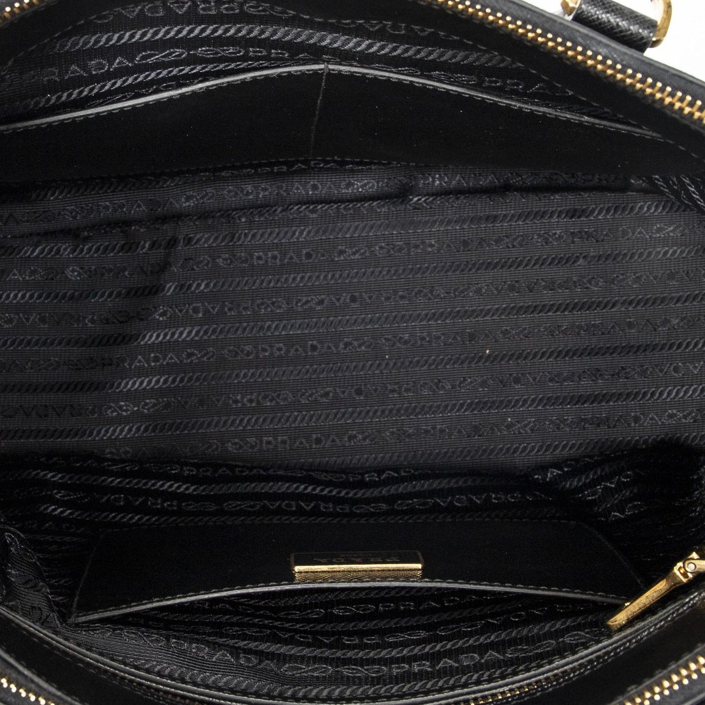 Prada Large Double Zip Galleria Tote Black Saffiano Leather — view 9