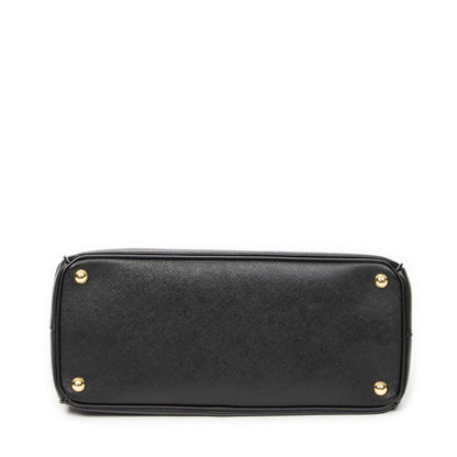 Prada Large Double Zip Galleria Tote Black Saffiano Leather — view 6