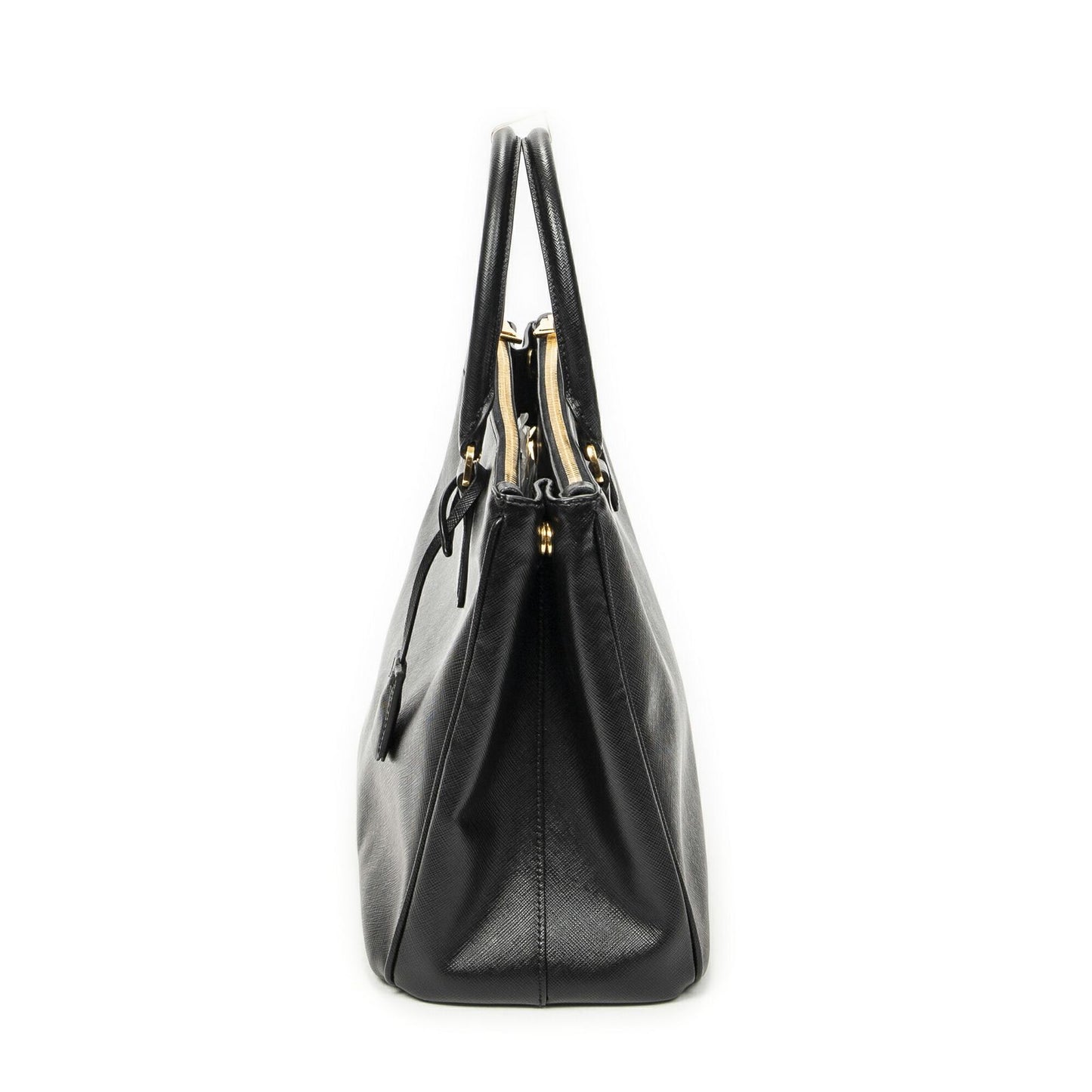 Prada Large Double Zip Galleria Tote Black Saffiano Leather — view 3