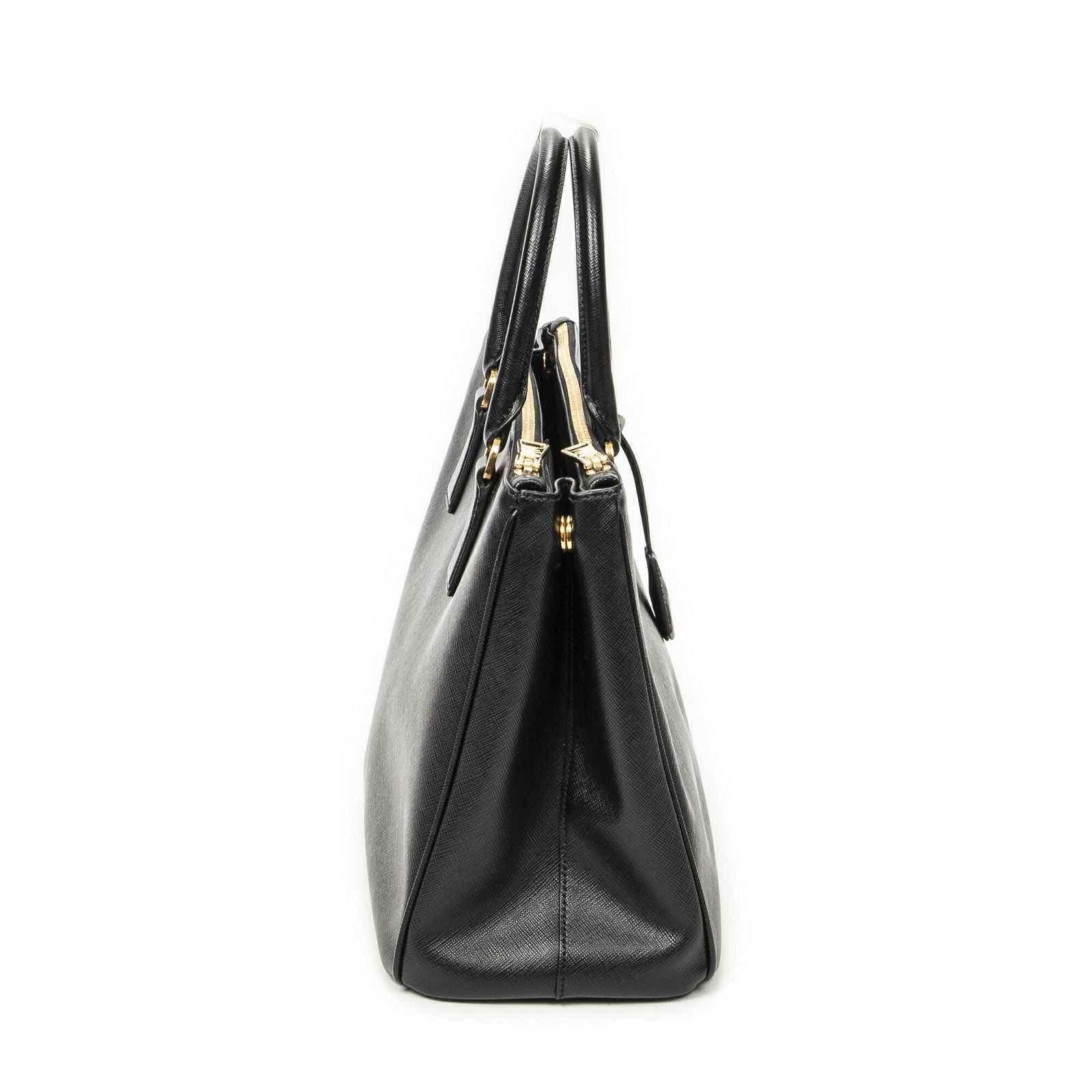 Prada Large Double Zip Galleria Tote Black Saffiano Leather — view 4