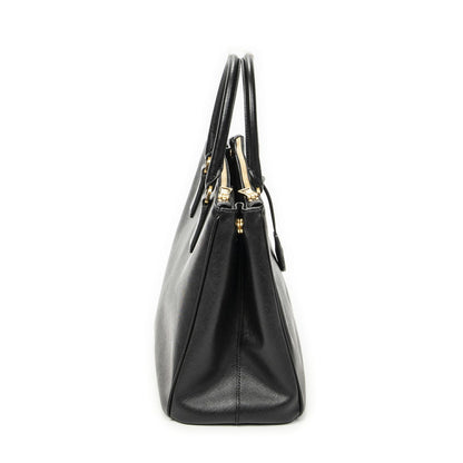 Prada Large Double Zip Galleria Tote Black Saffiano Leather — view 4