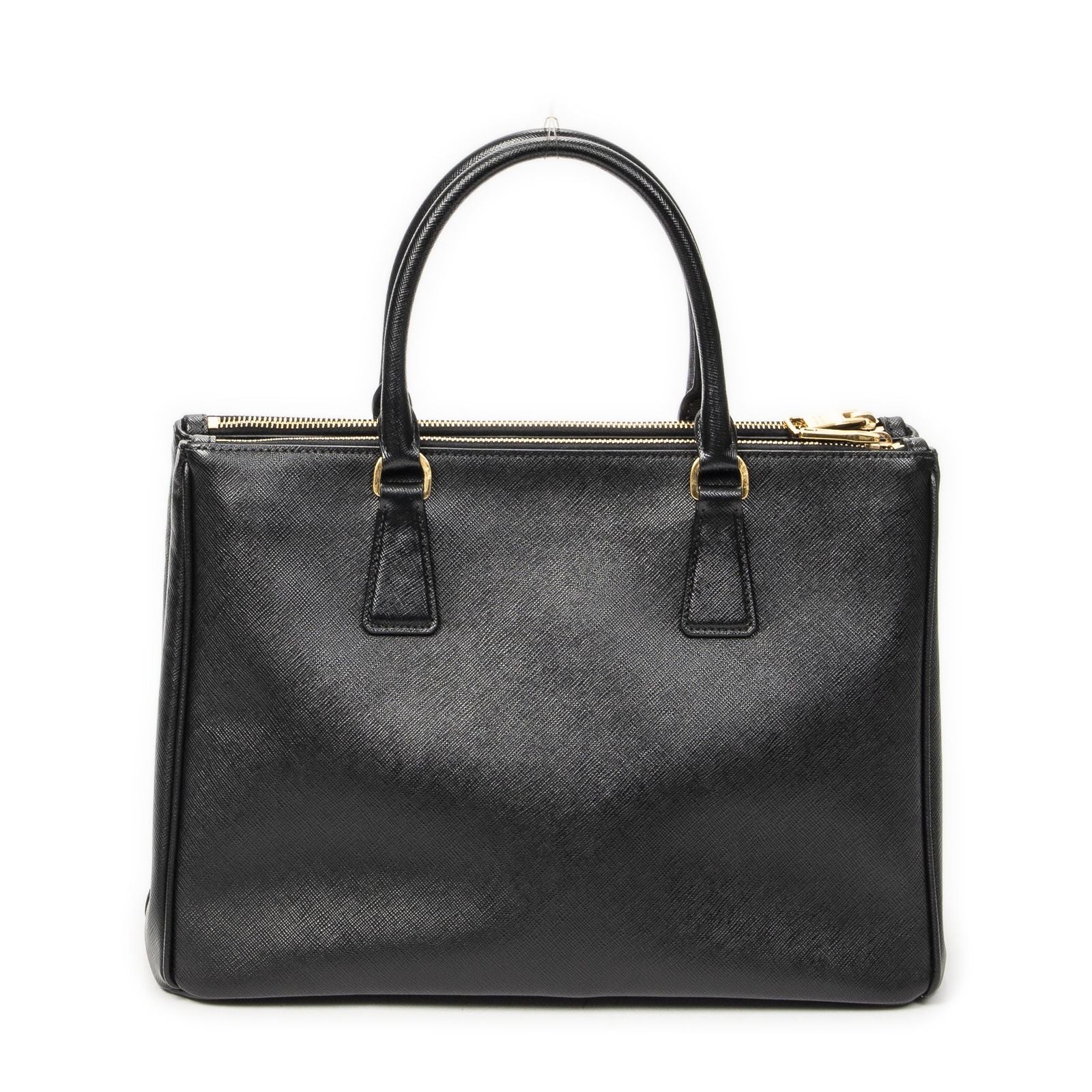 Prada Large Double Zip Galleria Tote Black Saffiano Leather — view 5