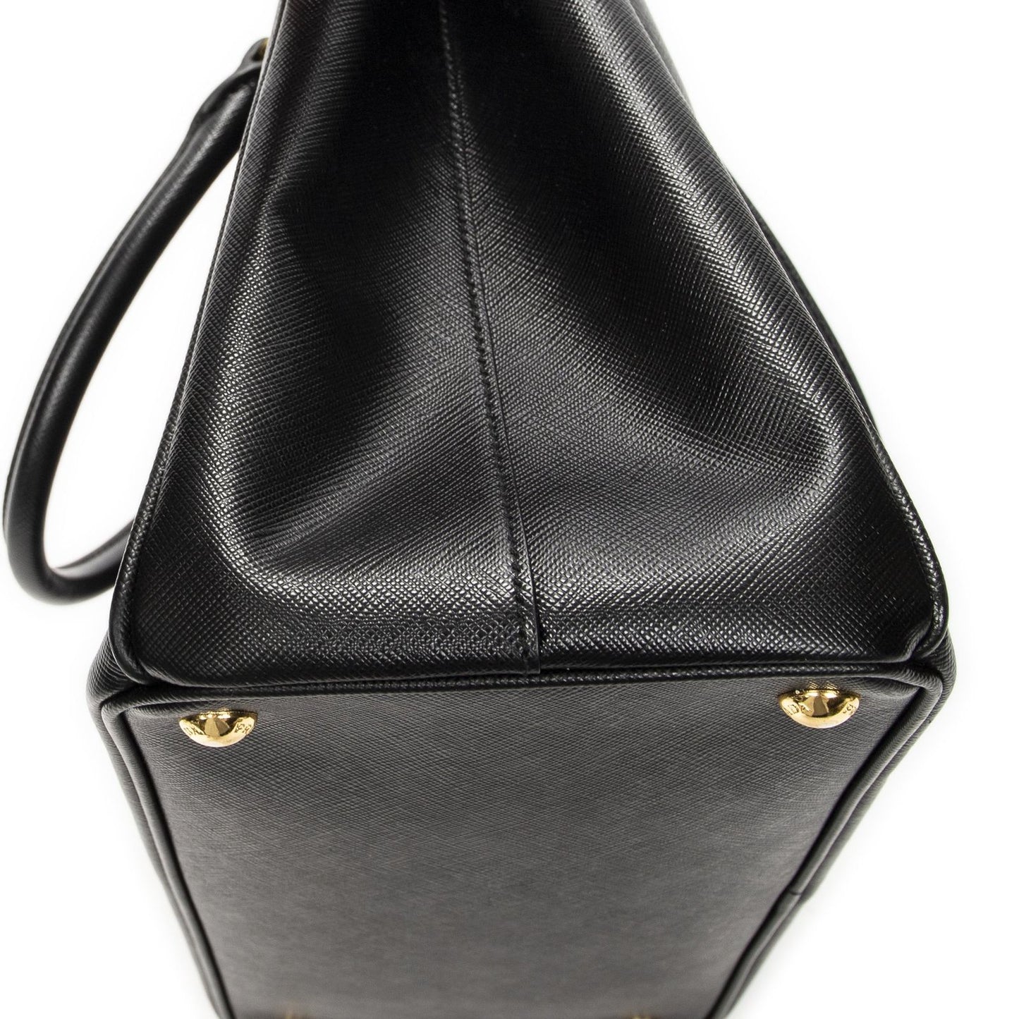 Prada Large Double Zip Galleria Tote Black Saffiano Leather — view 8