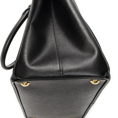 Prada Large Double Zip Galleria Tote Black Saffiano Leather — view 8