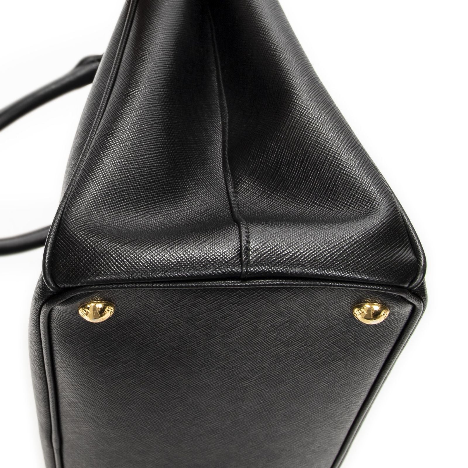 Prada Large Double Zip Galleria Tote Black Saffiano Leather — view 7