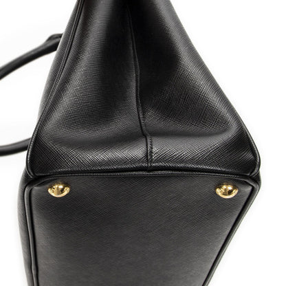 Prada Large Double Zip Galleria Tote Black Saffiano Leather — view 7