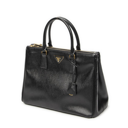 Prada Large Double Zip Galleria Tote Black Saffiano Leather — view 2