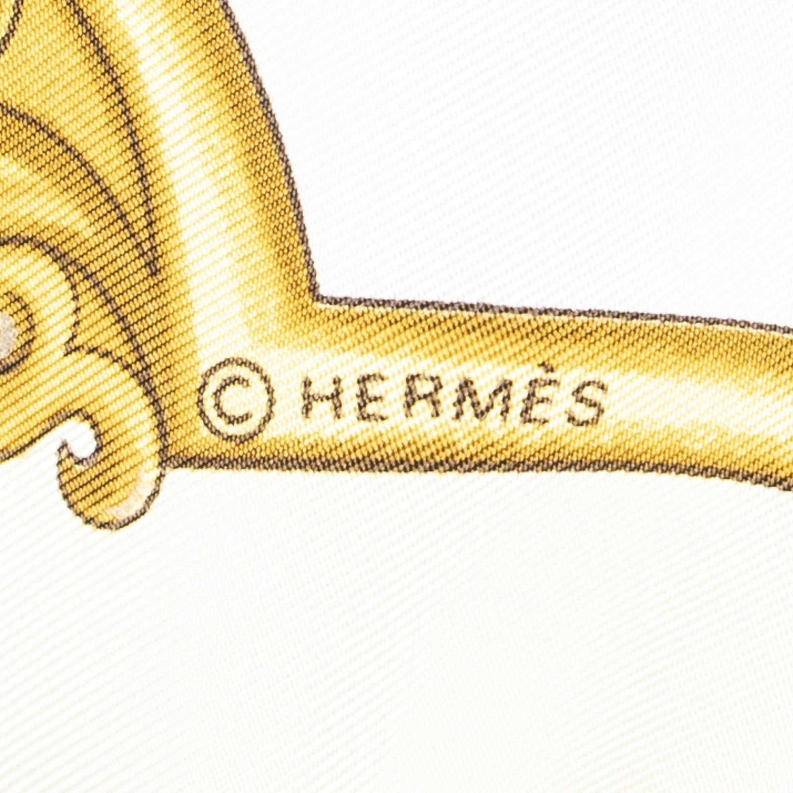 Hermes Scarf Gold Brown Silk — view 4