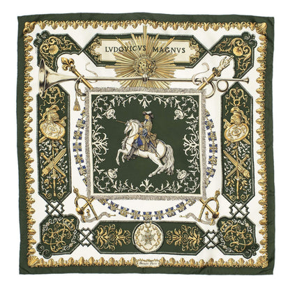 Hermes Scarf Green Gold White Silk — view 2