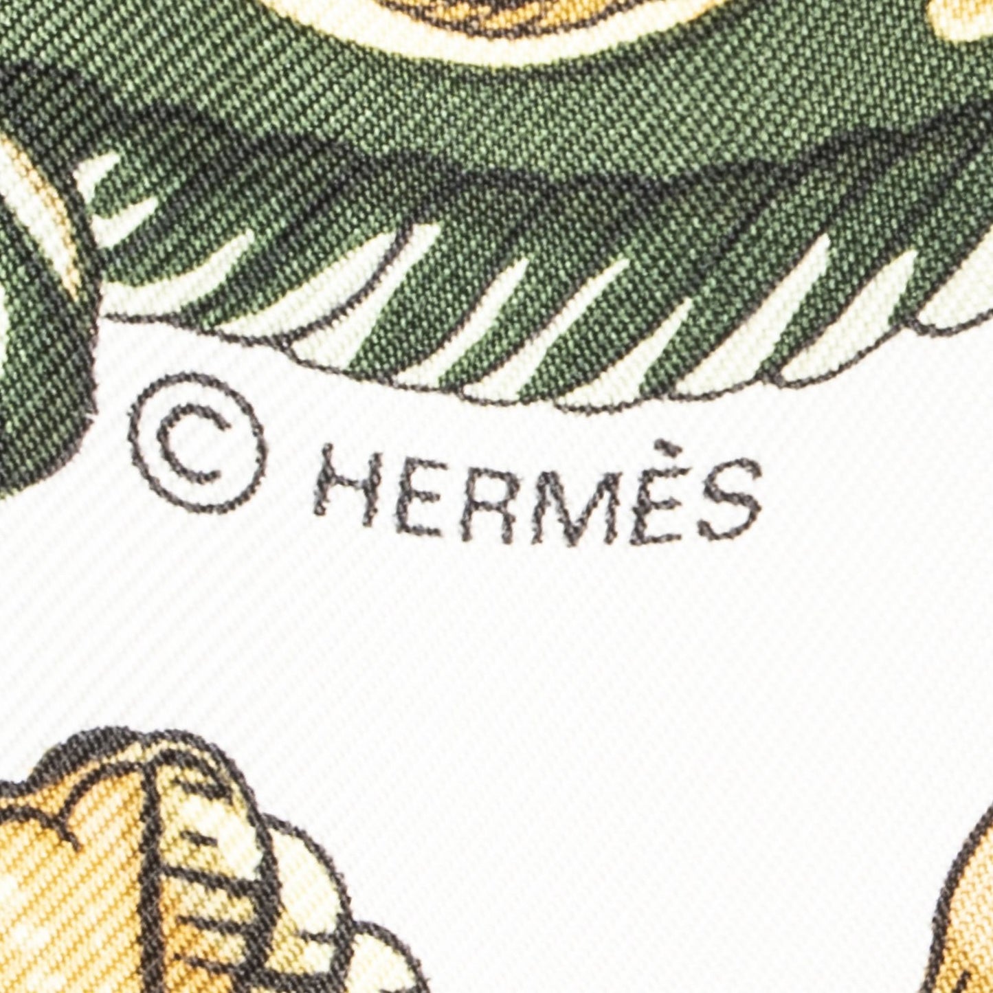 Hermes Scarf Green Gold White Silk — view 4