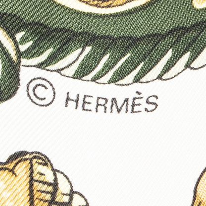 Hermes Scarf Green Gold White Silk — view 4