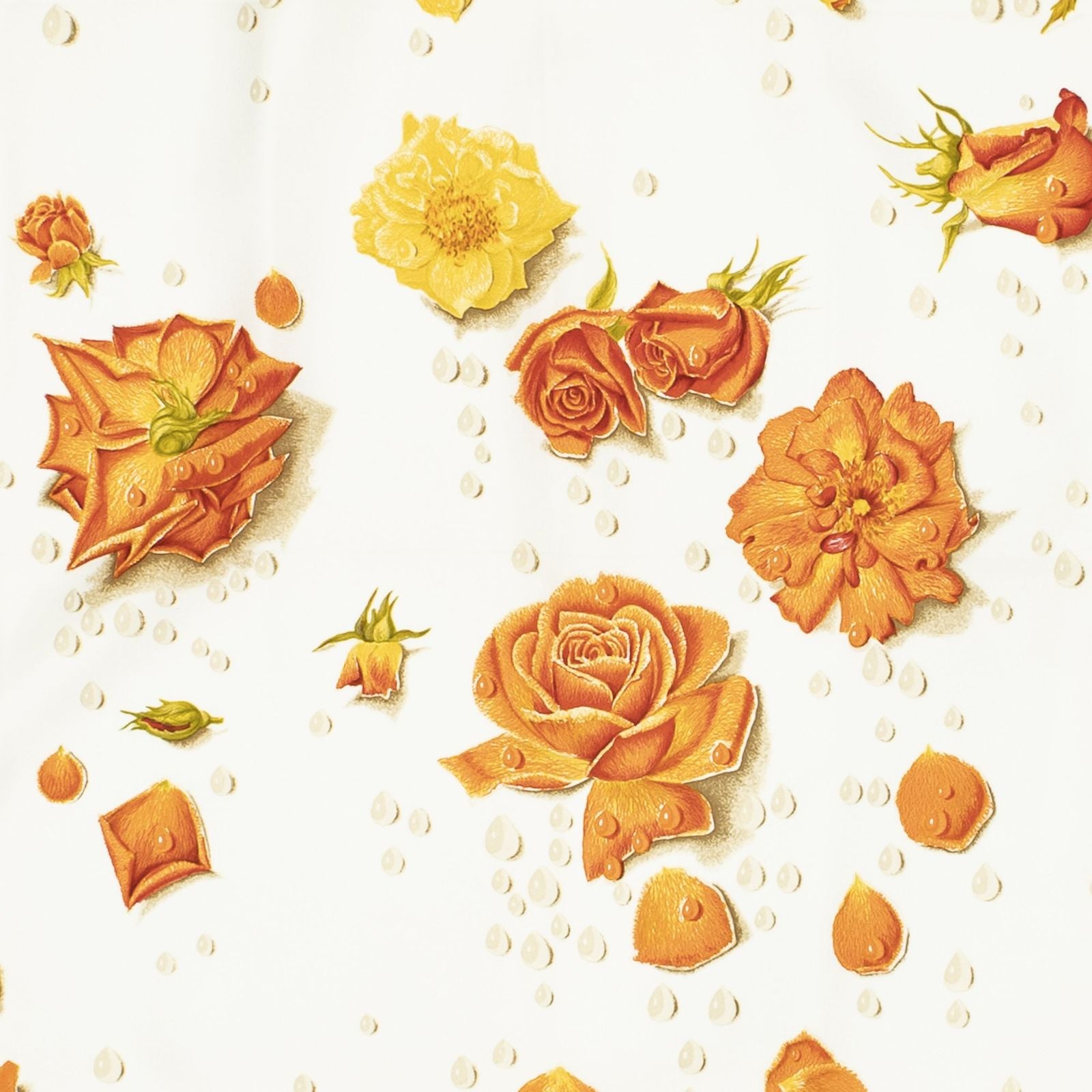 Hermes Scarf Orange Beige White Silk — view 3