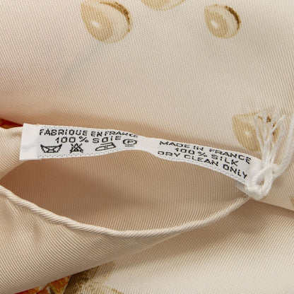 Hermes Scarf Orange Beige White Silk — view 5