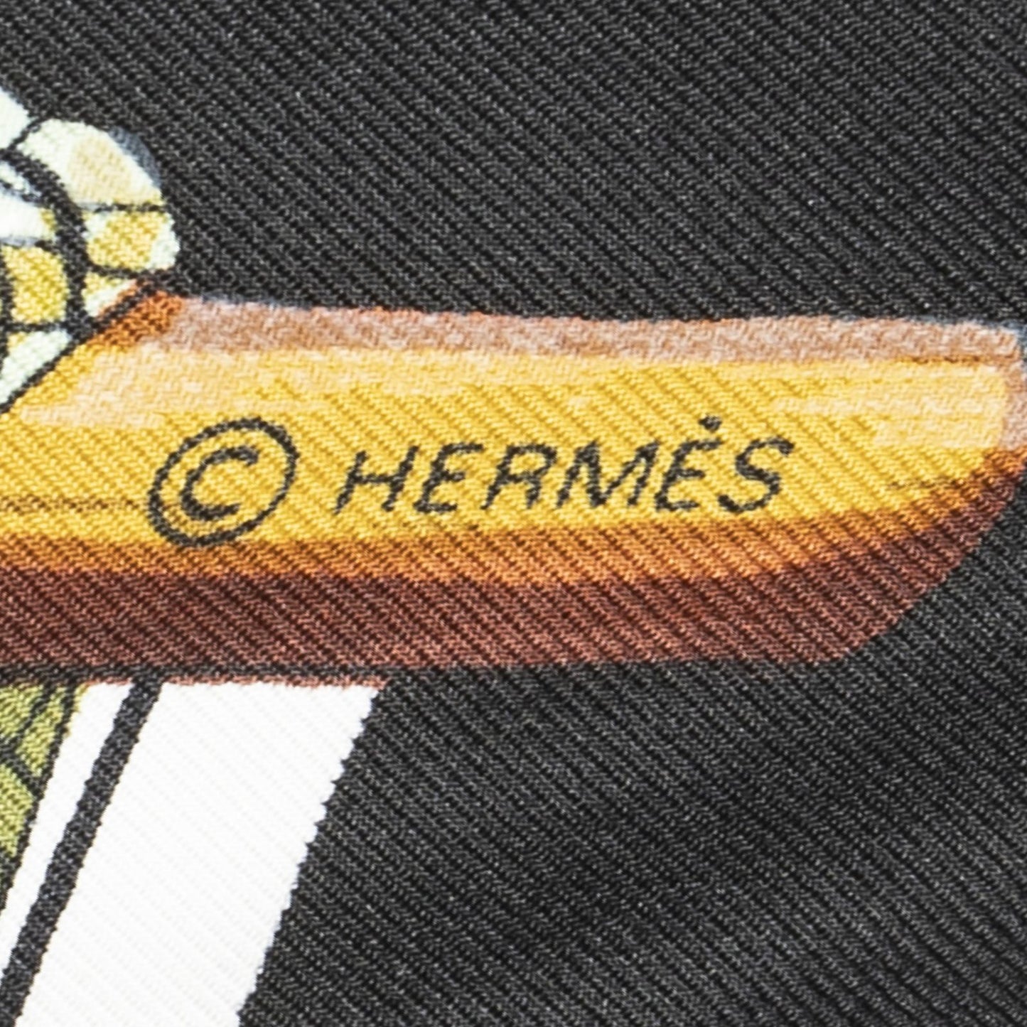 Hermes Scarf Black Brown Green Silk — view 4