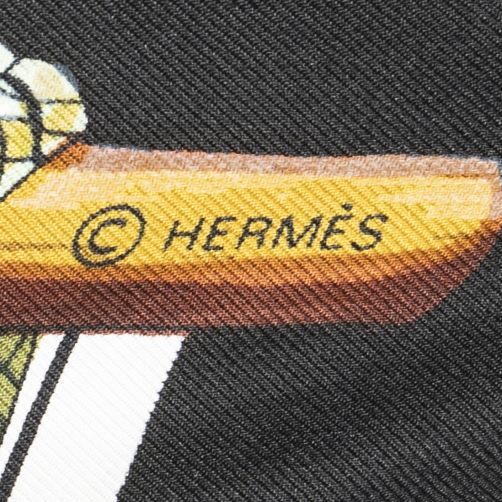 Hermes Scarf Black Brown Green Silk — view 4