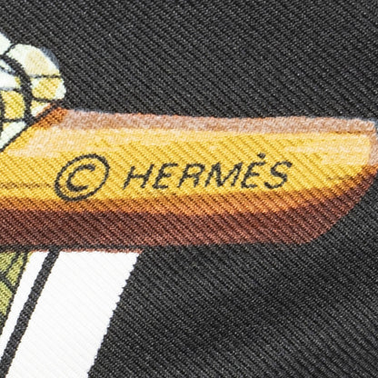 Hermes Scarf Black Brown Green Silk — view 4