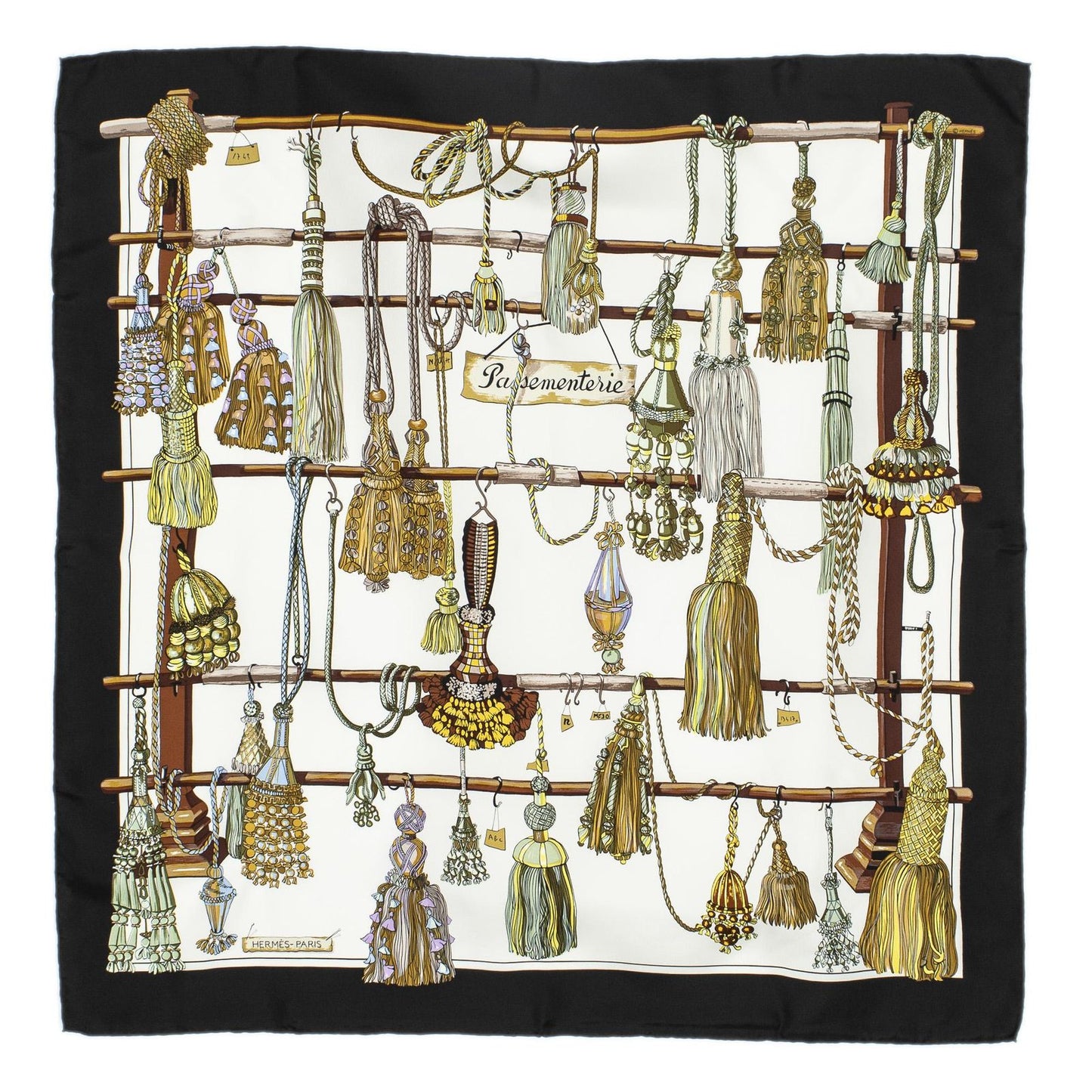 Hermes Scarf Black Brown Green Silk — view 2