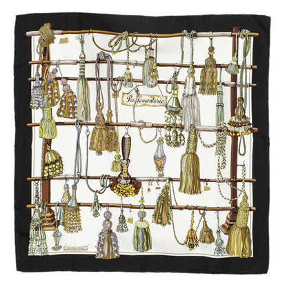 Hermes Scarf Black Brown Green Silk — view 2