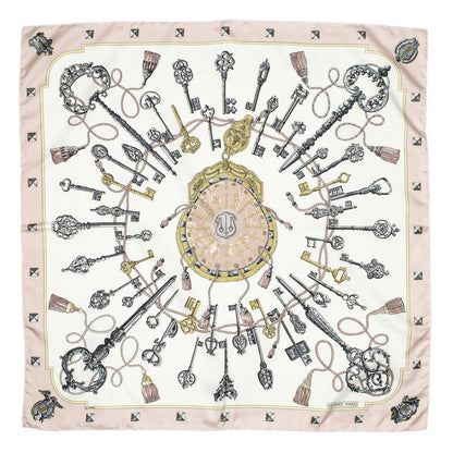 Hermes Scarf Light Pink Ivory Gray Silk — view 2