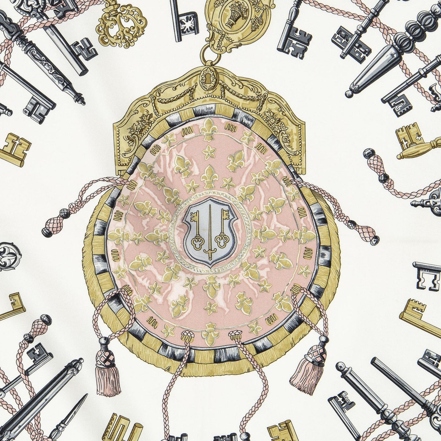 Hermes Scarf Light Pink Ivory Gray Silk — view 3