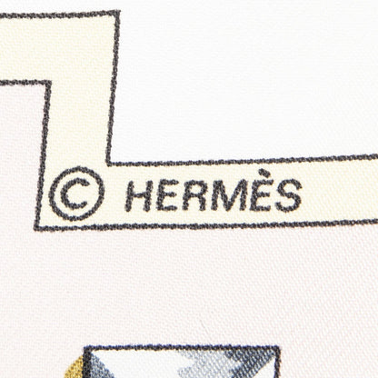Hermes Scarf Light Pink Ivory Gray Silk — view 4