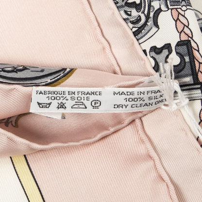 Hermes Scarf Light Pink Ivory Gray Silk — view 5