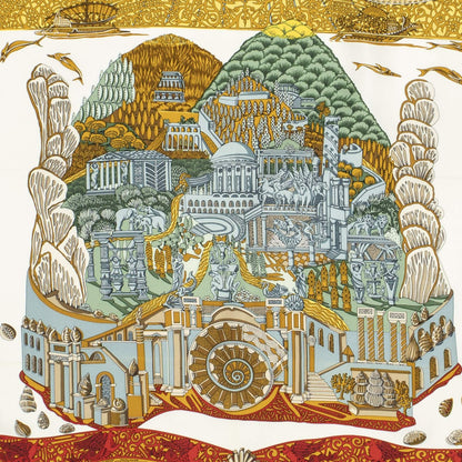 Hermes Scarf Navy Red Green Silk — view 3