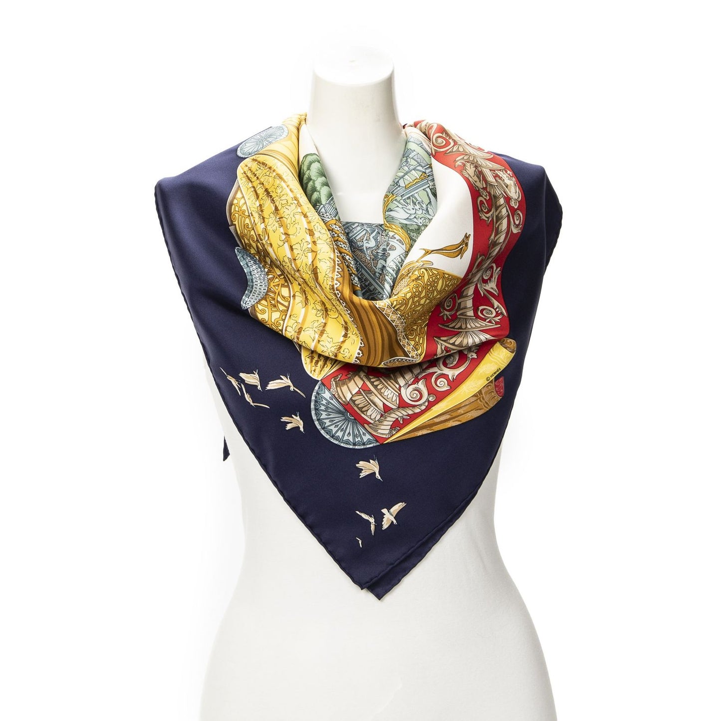 Hermes Scarf Navy Red Green Silk