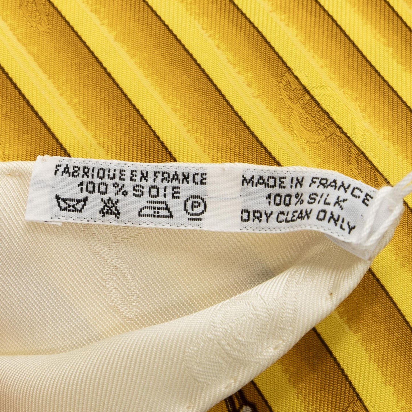 Hermes Scarf Beige Gold Green 100% Jacquard Silk — view 5