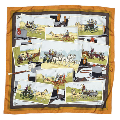 Hermes Scarf Orange Green Black Silk — view 2