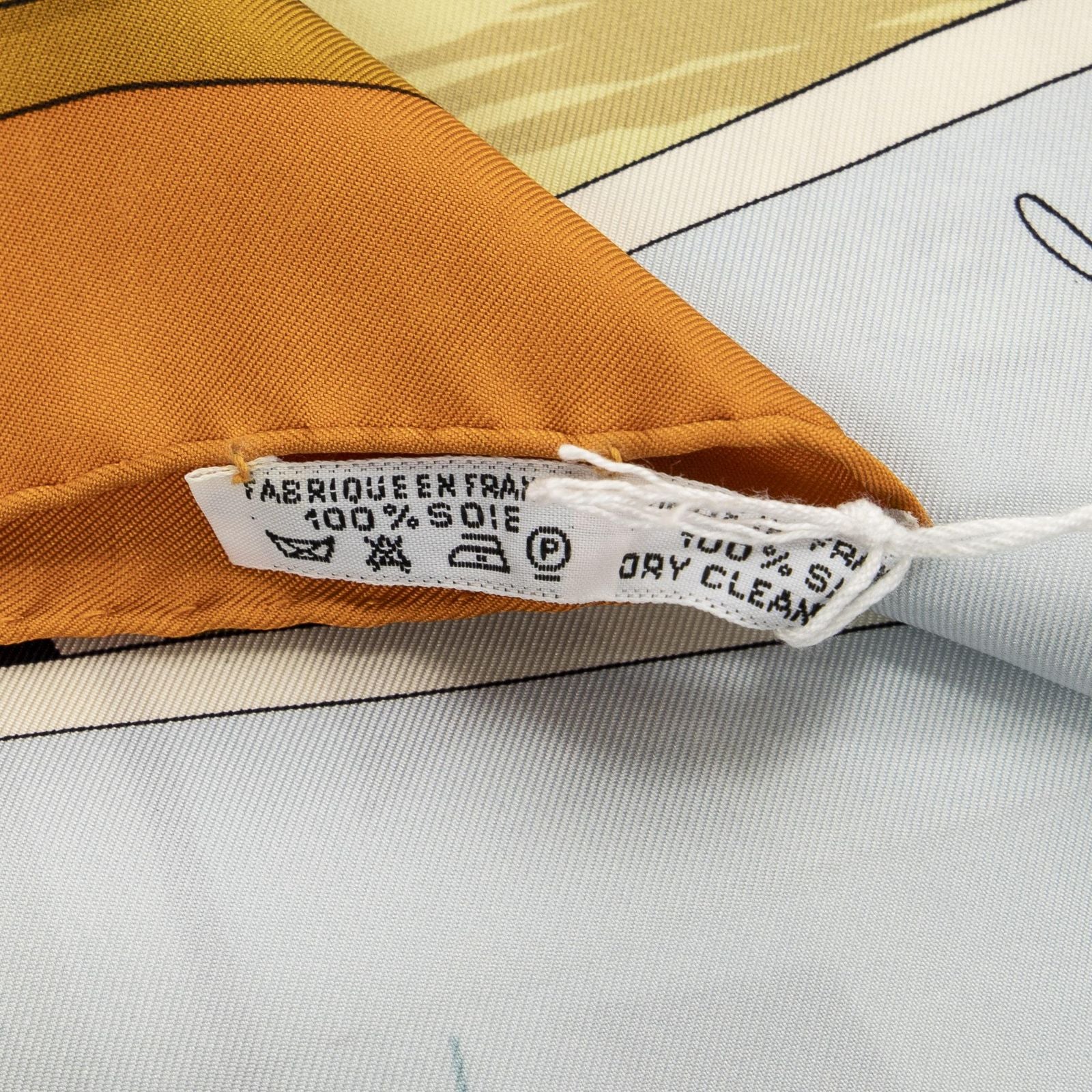 Hermes Scarf Orange Green Black Silk — view 5