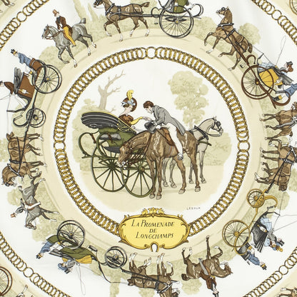 Hermes Scarf Light Pink Gold Brown Silk — view 3