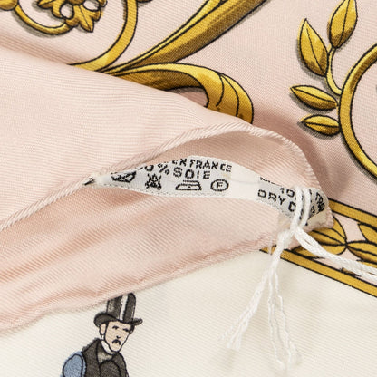 Hermes Scarf Light Pink Gold Brown Silk — view 5