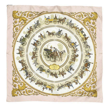 Hermes Scarf Light Pink Gold Brown Silk — view 2