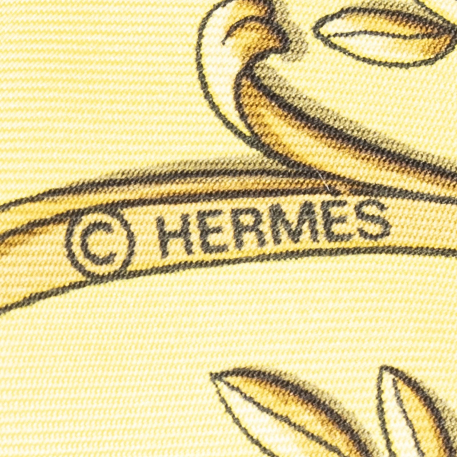 Hermes Scarf Yellow Brown Green Silk — view 4