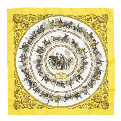 Hermes Scarf Yellow Brown Green Silk — view 2