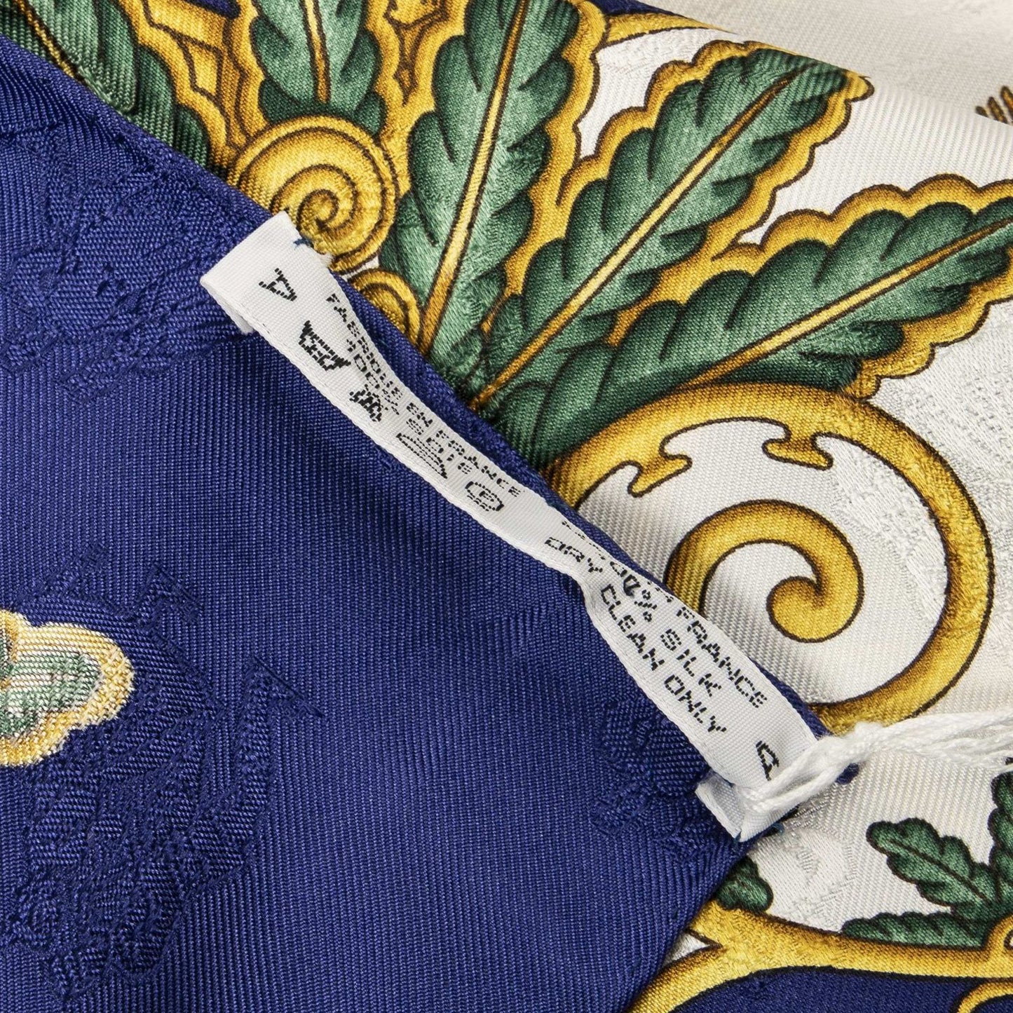 Hermes Scarf Blue Ivory Green 100% Jacquard Silk — view 5