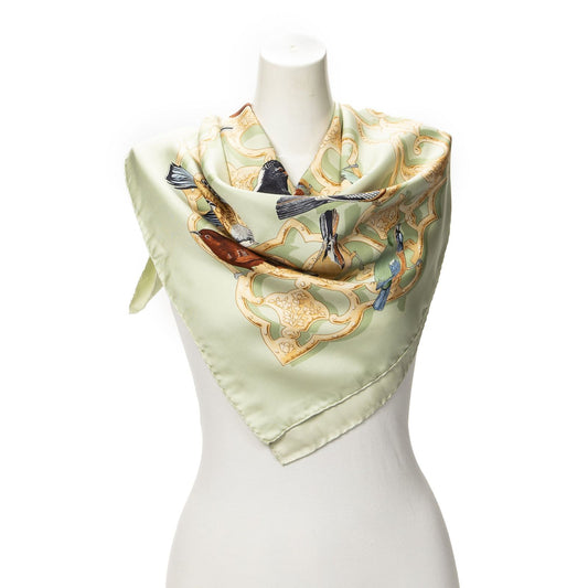 Hermes Scarf Green Silk