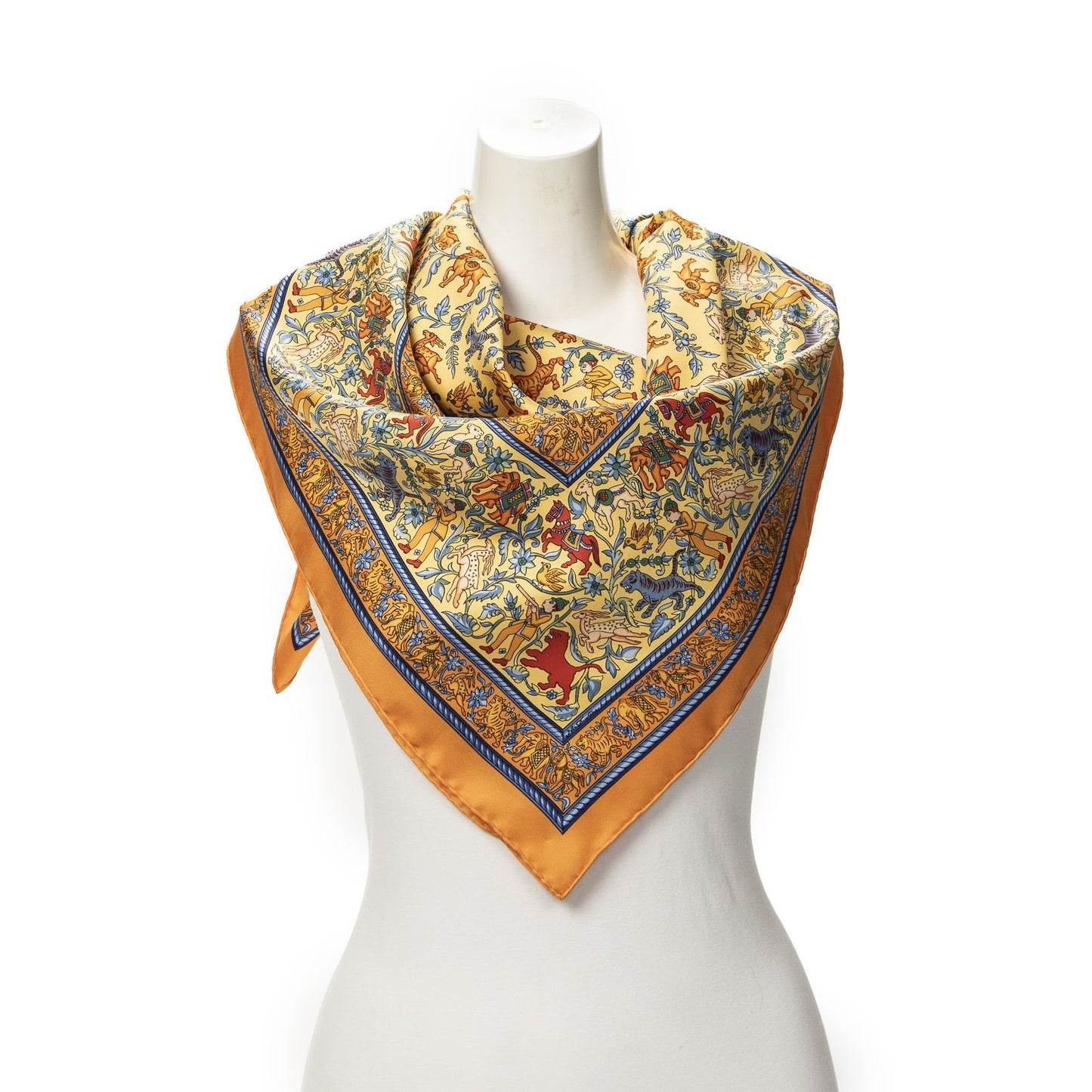 Hermes Scarf Orange Green Blue Silk