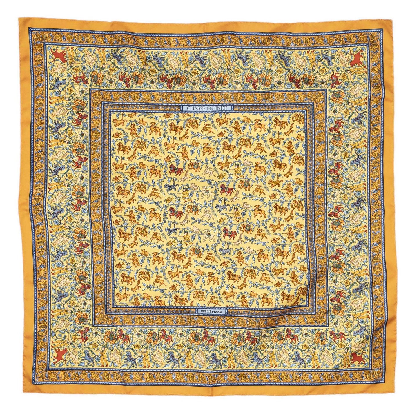 Hermes Scarf Orange Green Blue Silk — view 2