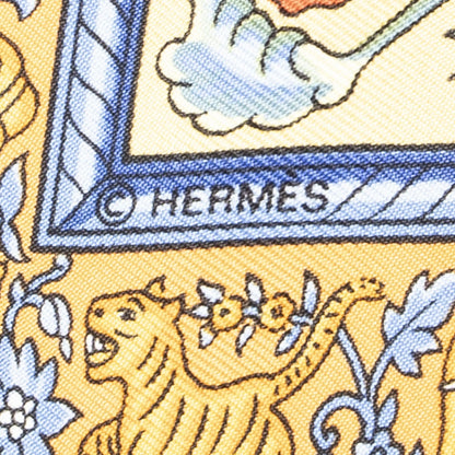 Hermes Scarf Orange Green Blue Silk — view 4